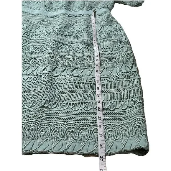 Eva Mendes NY&C Crochet Lace Midi Cocktail Dress Mint Green Petite‎ M NWT - Picture 8 of 15
